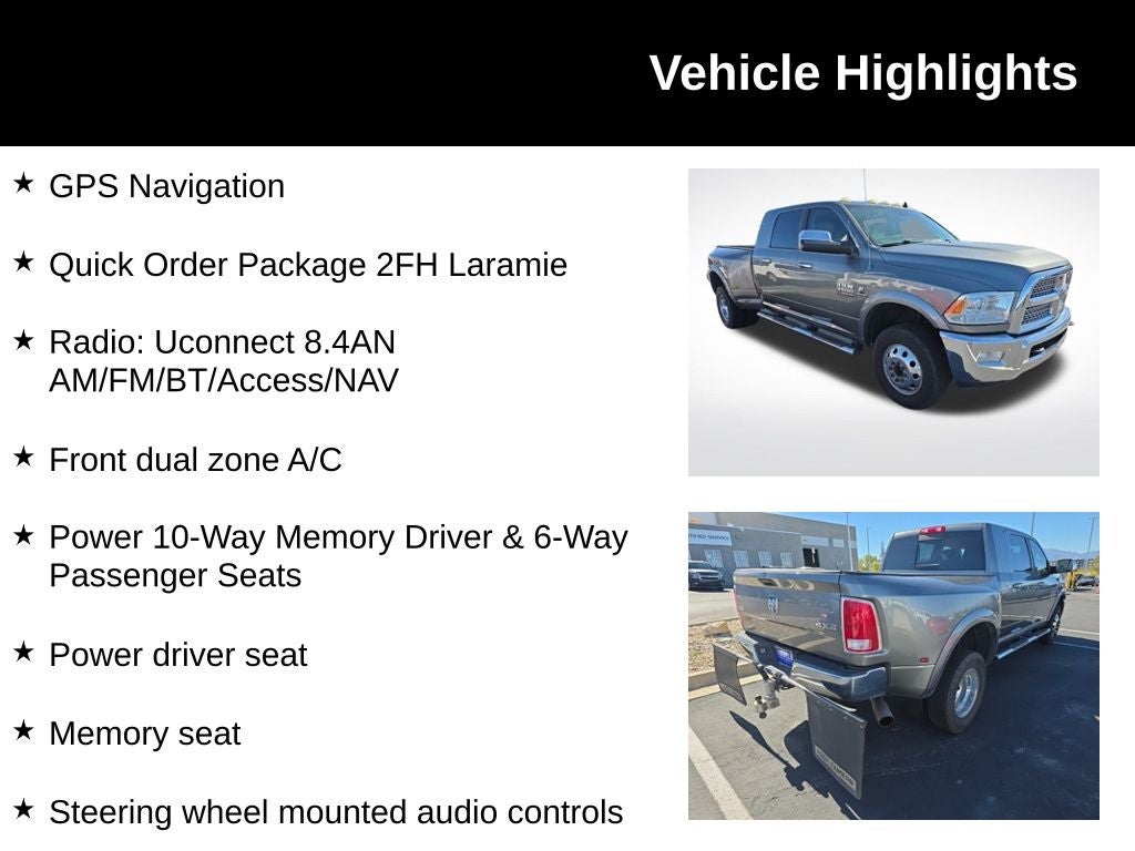 2013 RAM 3500 Laramie + Moonroof + Quick Order Package 2FH