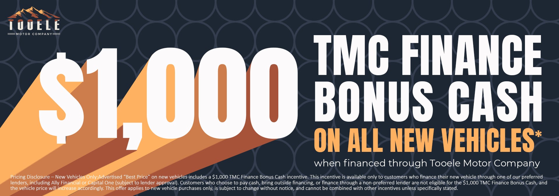 TMC Finance Bonus Cash on all new vehicles. Click for detail