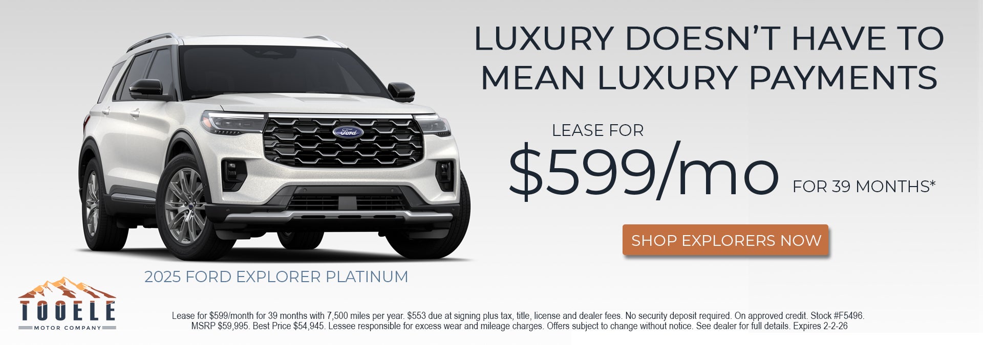 Lease a '25 Ford Explorer Platinum at Tooele Ford